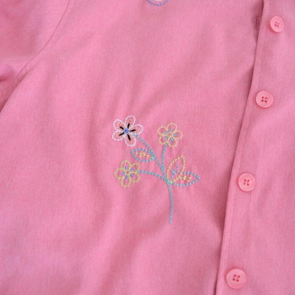 Vintage Alfred Dunner Pink Embroidered Floral Button Up Lightweight Jacket 18W - Picture 8 of 13
